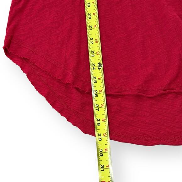 Wilt Small Red Slub Cotton V-Neck 3/4 Sleeve High-Low Raw Hem Top Made in USA - Picture 9 of 9